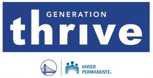 Generation Thrive Logo, with Warriors and Kaiser Permanente Logos below